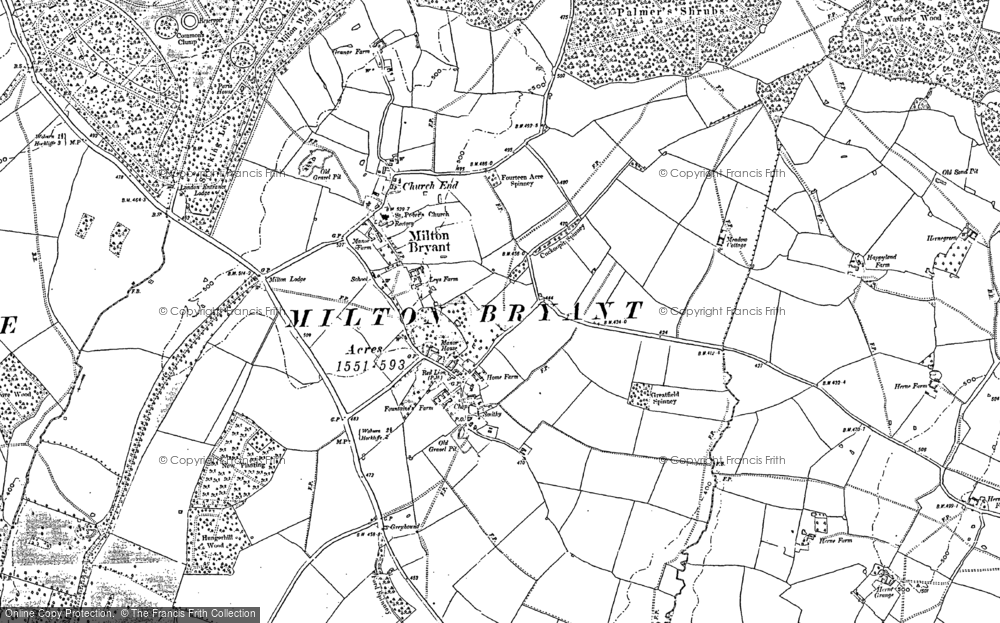 Old Map of Historic Map covering Woburn Abbey in 1882