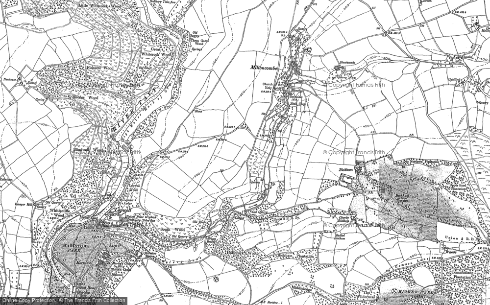 Old Map of Milton Combe, 1883 - 1905 in 1883