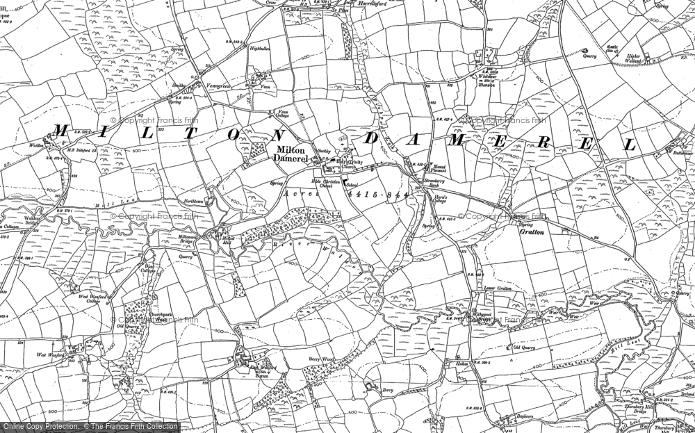 Old Map of Milton Damerel, 1884 in 1884