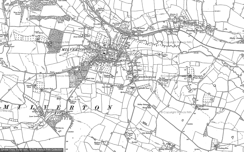 Old Map of Historic Map covering Bickley Cotts in 1887