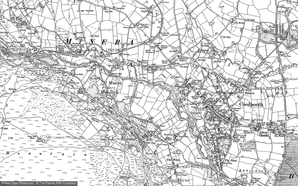 Old Map of Minera, 1898 - 1910 in 1898