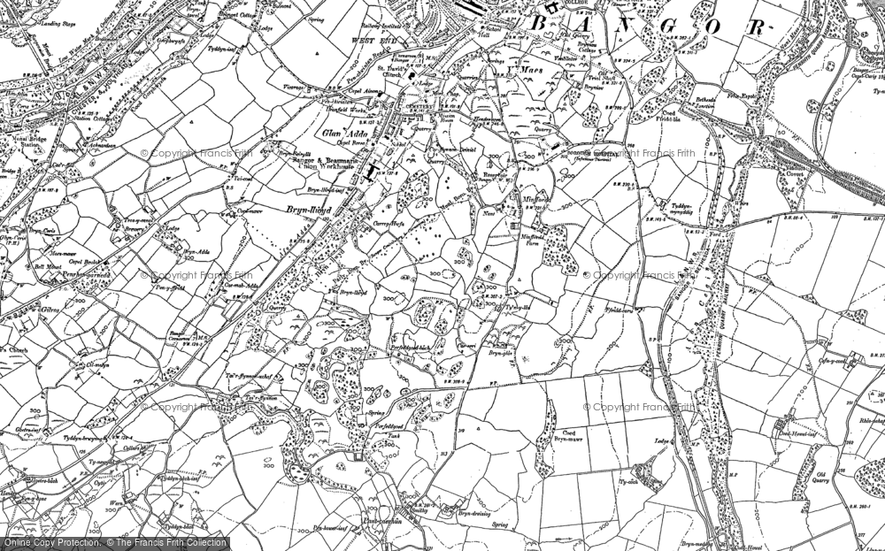 Old Map of Historic Map covering Glan Adda in 1888