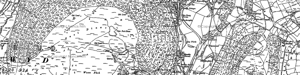 Old map of Afon Cerist in 1900