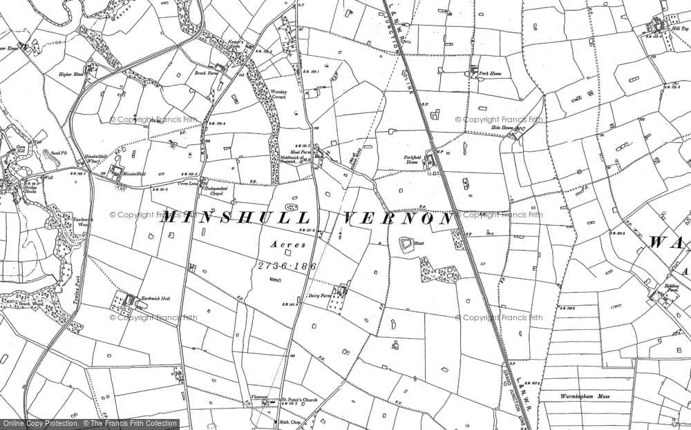 Old Map of Historic Map covering Cross Lane in 1897
