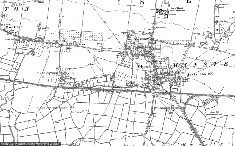 Old Map of Minster, 1896 in 1896