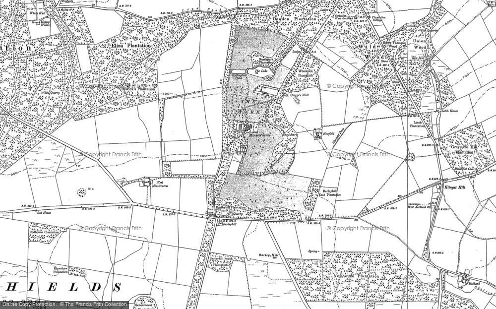 Old Map of Minsteracres, 1895 in 1895