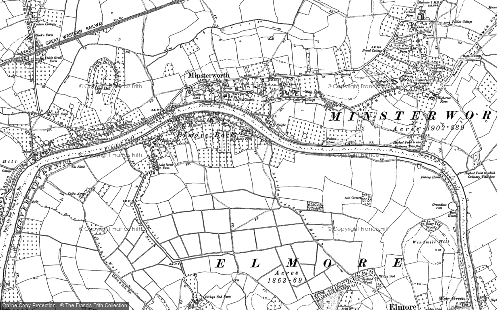 Old Map of Historic Map covering Bridgemacote in 1883