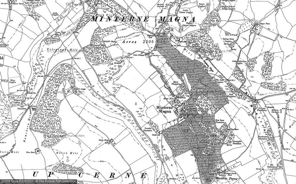 Old Map of Minterne Magna, 1887 in 1887