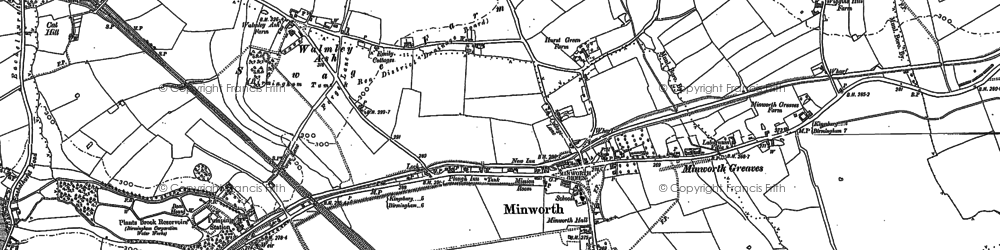 Old map of Minworth in 1886