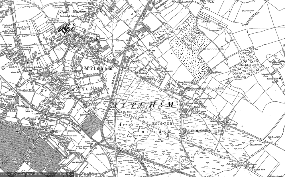 Old Map of Mitcham, 1894 - 1911 in 1894