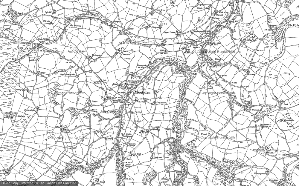 Old Map of Historic Map covering Pentre in 1884