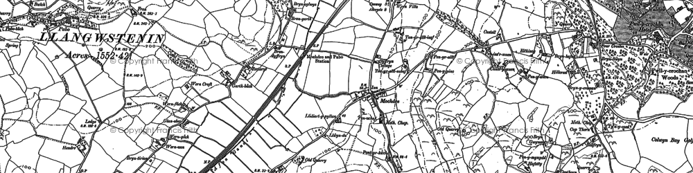 Old map of Llangwstenin Hall in 1911