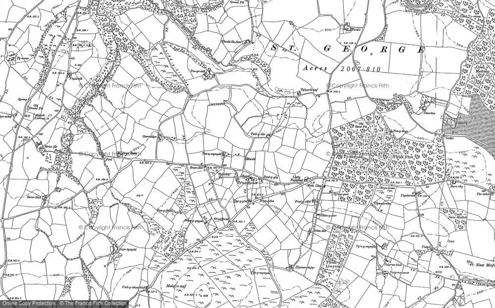 Old Map of Moelfre, 1898 - 1911 in 1898