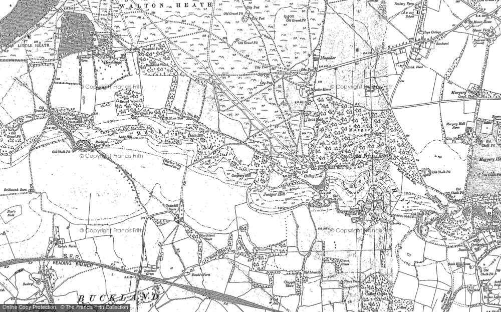 Old Map of Historic Map covering Buckland Hills in 1895