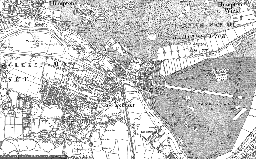 Old Map of Molesey Lock, 1912 in 1912