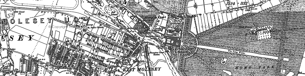 Old map of Molesey Lock in 1912