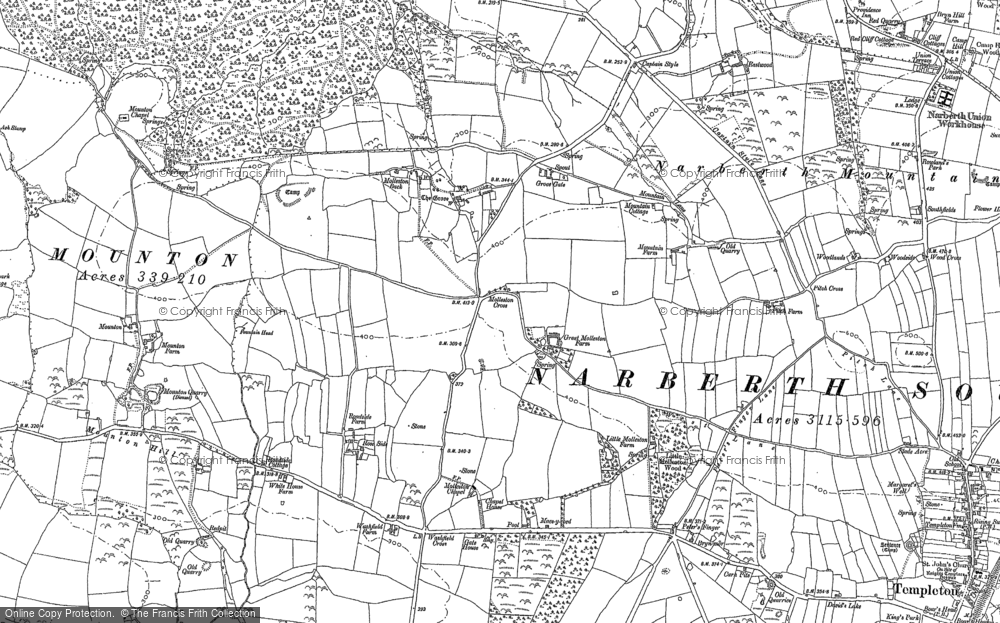 Old Map of Historic Map covering Cross Hands in 1887