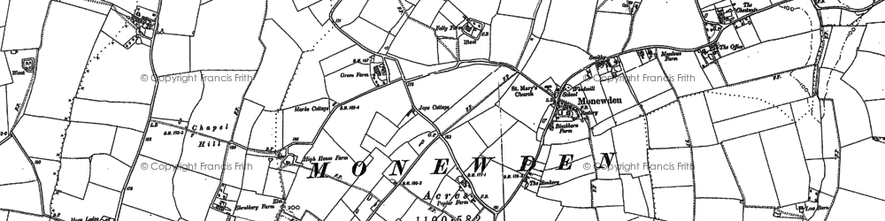 Old map of Monewden in 1883
