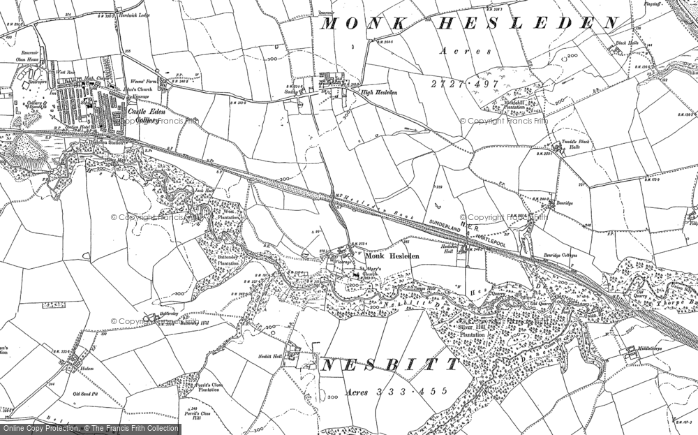 Old Map of Historic Map covering Nesbitt Dene in 1896