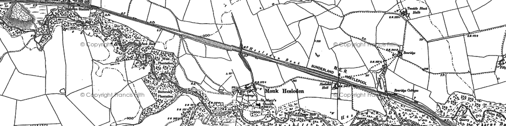 Old map of Monk Hesleden in 1896