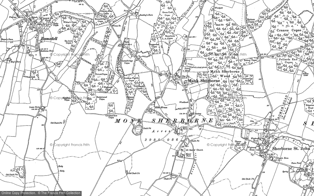 Old Map of Monk Sherborne, 1894 in 1894