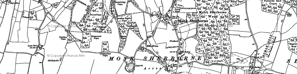 Old map of Monk Sherborne in 1894