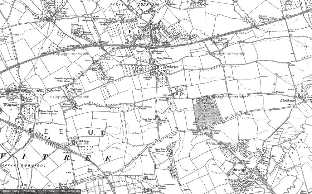 Old Map of Monkerton, 1887 in 1887