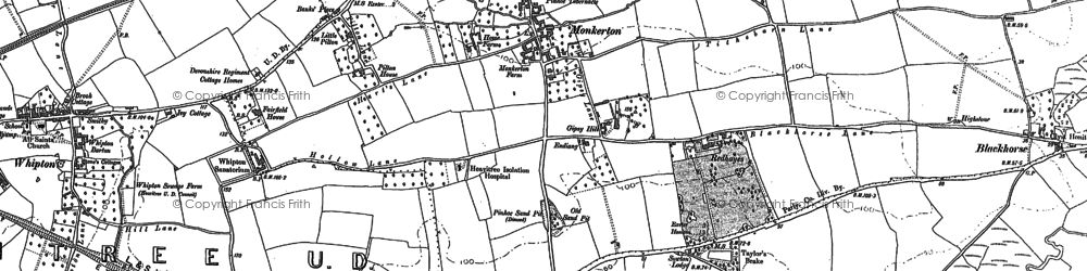 Old map of Monkerton in 1887