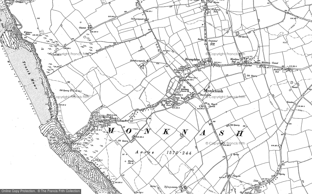 Old Map of Monknash, 1897 in 1897