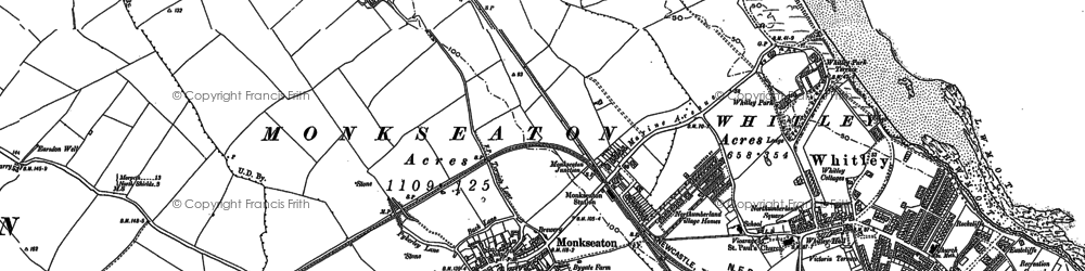 Old map of Monkseaton in 1895