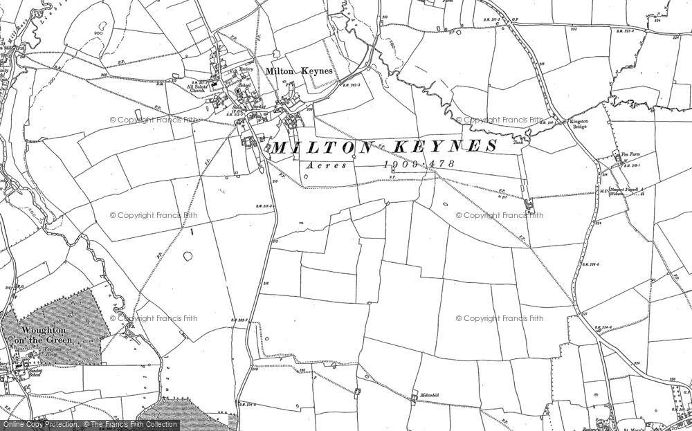 Old Map of Monkston, 1924 in 1924