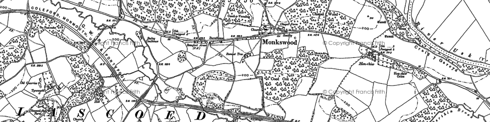 Old map of Monkswood in 1899