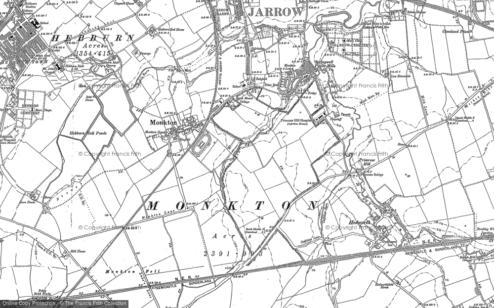 Old Map of Monkton, 1895 - 1920 in 1895