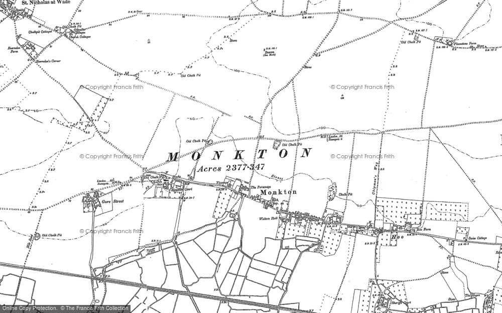 Old Map of Monkton, 1896 - 1906 in 1896