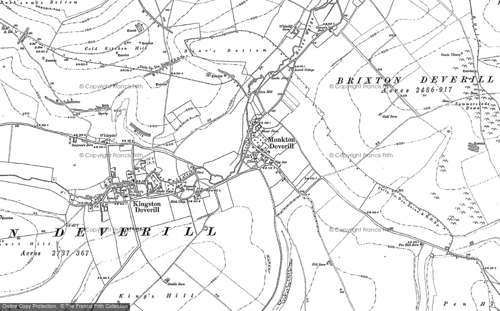 Old Map of Monkton Deverill, 1900 in 1900