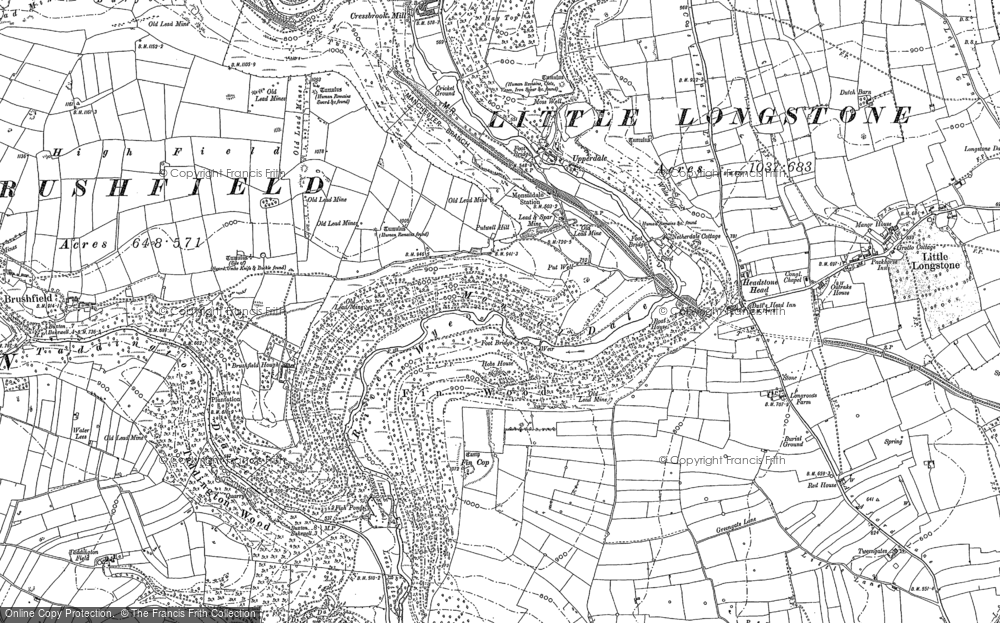 Old Map of Monsal Dale, 1879 in 1879