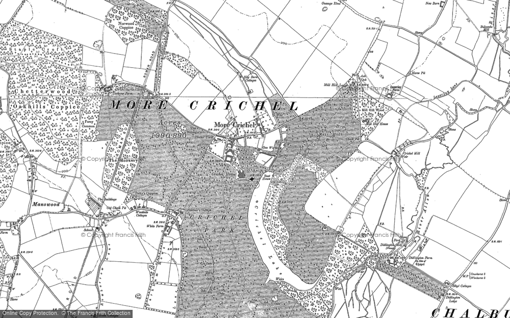 Old Map of Historic Map covering Crichel Ho in 1886