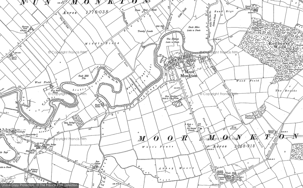 Old Map of Moor Monkton, 1892 in 1892