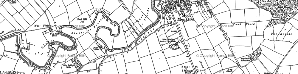Old map of Moor Monkton in 1892