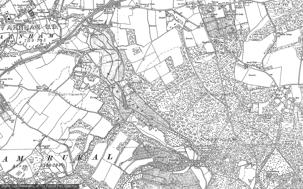 Old Map of Historic Map covering Waverley Abbey in 1913