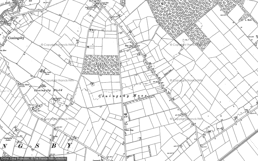 Old Map of Historic Map covering Black Holt in 1887