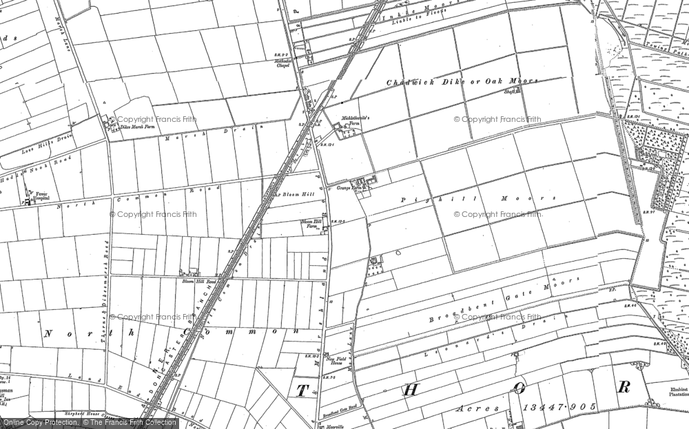 Old Map of Historic Map covering South Moors in 1888