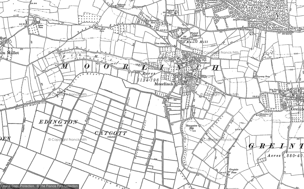 Old Map of Moorlinch, 1885 in 1885