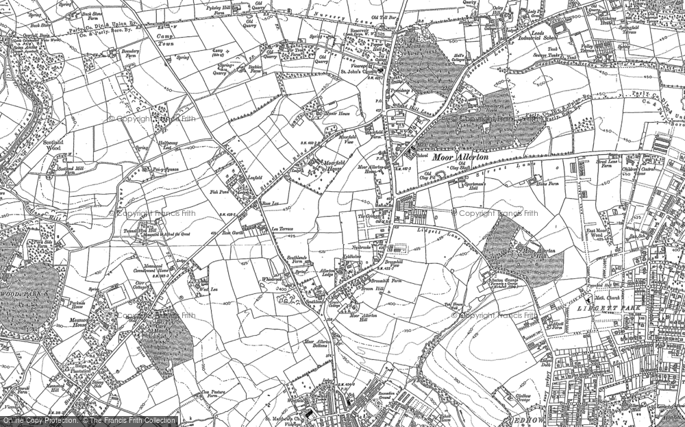 Old Map of Historic Map covering Alwoodley Gates in 1890