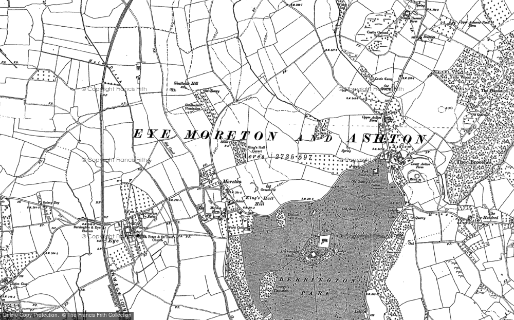 Old Map of Historic Map covering King's Hall Hill in 1885