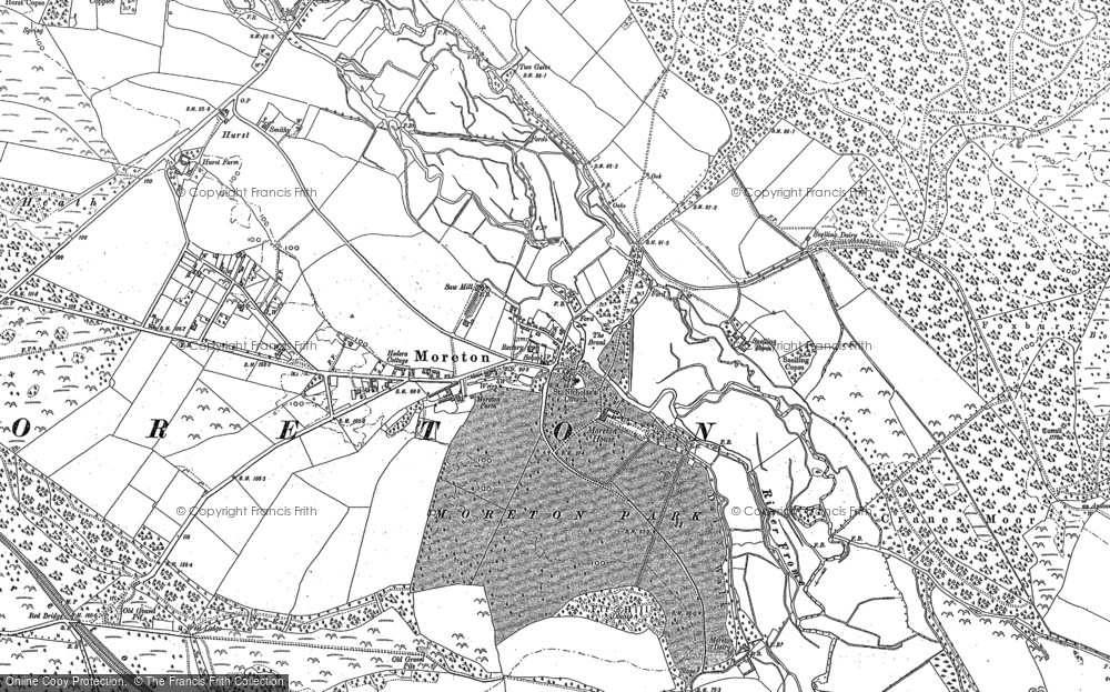 Old Map of Historic Map covering Whitcombe Vale in 1886