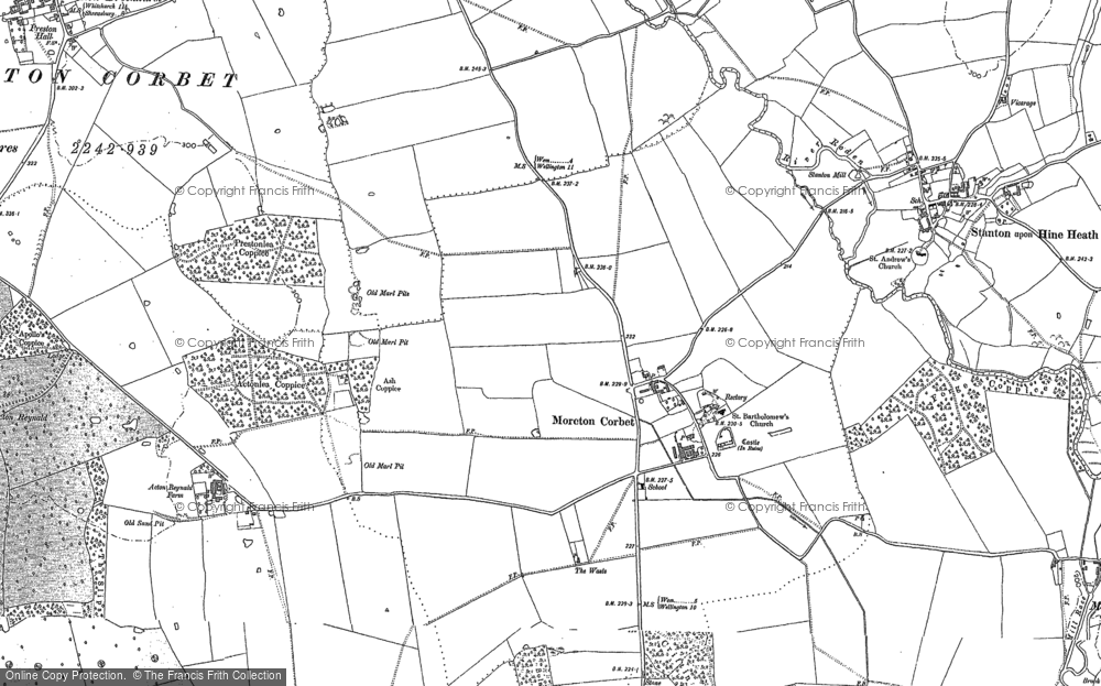 Old Map of Moreton Corbet, 1880 in 1880