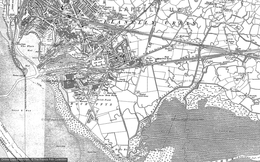 Old Map of Historic Map covering Pen-y-fan in 1905