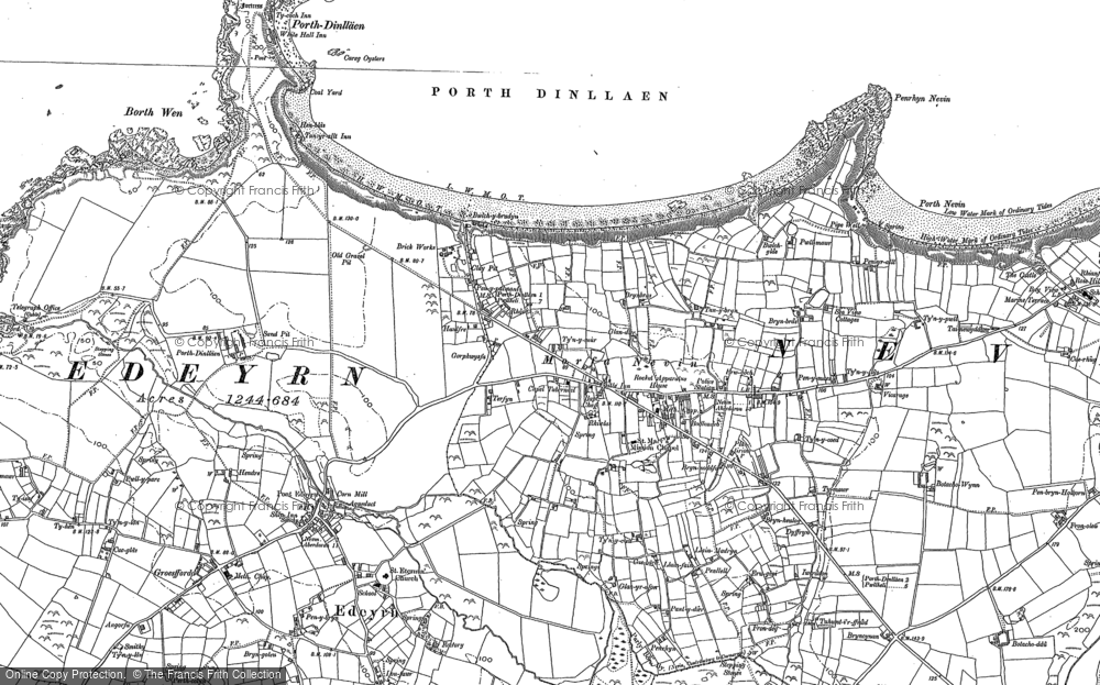 Old Map of Historic Map covering Borth Wen in 1899