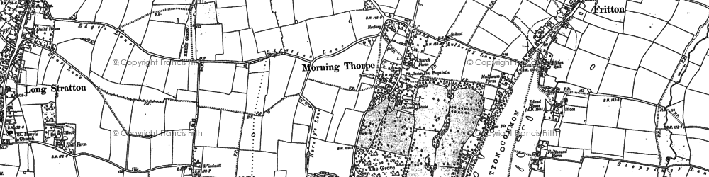 Old map of Morningthorpe in 1881